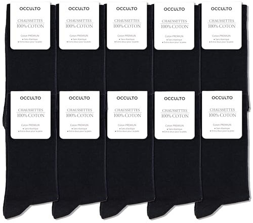 Occulto 100% bomull strumpor män 10-20 pack (modell: Ingo) 10 pack | Svart 39-42