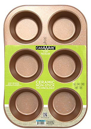 casaWare Toaster-Muffinform für 6 Tassen, antihaftbeschichtet, Keramikbeschichtung (Roségold, Granit)