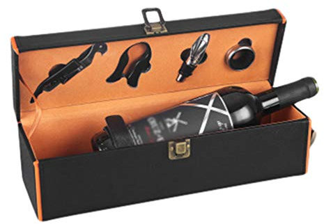 MisFox Juego de Accesorios para Vino, Abridor de Vino con Elegante Caja Regalo, Elegantes Accesorios Vino Sacacorchos Multifuncional, Tapones de Vino, Cortador de Cápsulas y Vertedor de Vino