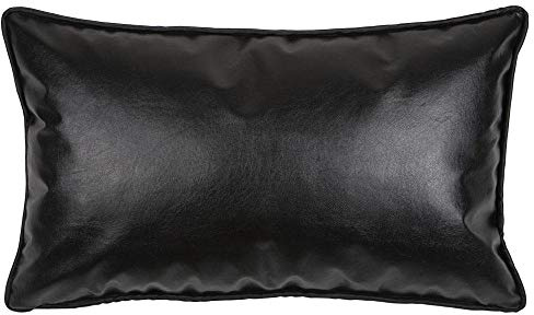 pillowerus Kissenbezug für Nackenrolle, Kunstleder, 30,5 x 50,8 cm, Schwarz