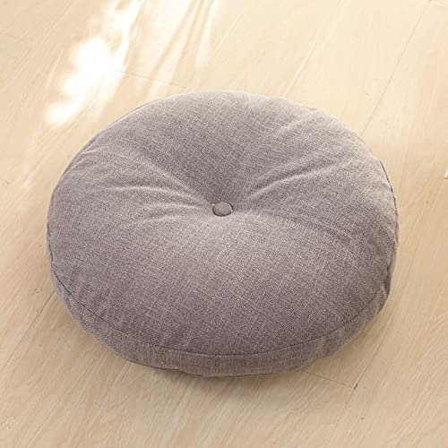 ZZZYZ Runde Baumwollleinen Yoga Sitzkissen Super Soft Cord Meditationskissen Waschbar Atmungsaktiv Yogakissen Für Wohnzimmer Dekoration-Hellgrau 40cm(16inch)