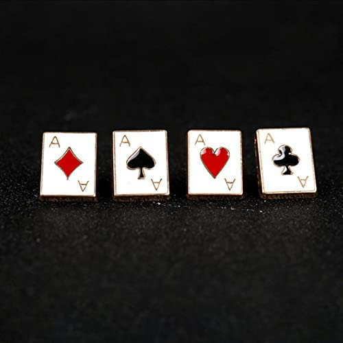 HCMA Set von 4 Stück Neuheit Poker Themed Anstecknadel für Frauen Männer Anzug Kleid Dekoration Brosche Abzeichen Kragenstifte
