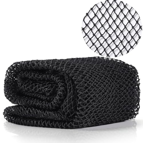 JASSINS African Net Long Bath Net Sponge, Bathing Body Exfoliating Shower Body Back Scrubber Skin Smoother,Stretch Length to 66 INCH (Black)