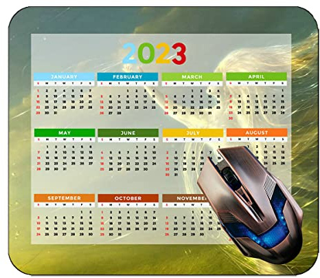 Spelmusmatta 2023 års kalender med semester, blomglas vattenblad musmattor
