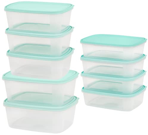 Checkmart Multi Piece Food Storage Containers Stackable & Airtight Fridge/Freezer Food Boxes with Lid | Stackable Lunch Boxes| BPA-Free Plastic [18 PACK - 9 Containers 9 Lids] 4 x1L, 3 x 2L, 2 x 3L