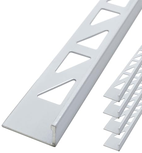 Dalsys 5x Fliesenschiene L Profil 2,5m x 8mm Weiß Aluminium | Fliesenprofil Winkelprofil Alu eloxiert, Abschlussleiste Fliesenabschlussprofil, Fliesen Eckschutzschiene
