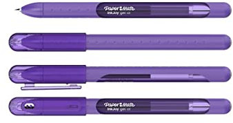 Paper Mate InkJoy - Set di 4 penne a inchiostro gel con cappuccio, colori assortiti da 0,7 mm, punta media, per adulti, colore viola