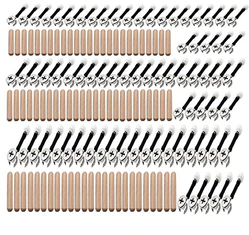 YUFANNET 300Pcs 3-in-1 Furniture Connecting Hardware Cam Lock Fasteners Kit,Cam Fitting & Wood Dowel Pins & Pre-Inserted Nut Cam Locks for Furniture Crib Cabinet Drawer Wardrobe Splicing