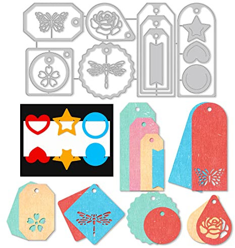 GLOBLELAND Label Box Cutting Dies Metal Bookmark Tags Metal Die Cuts Cutting Dies Templates for Paper Card Making Decoration DIY Scrapbooking Album Craft Decor