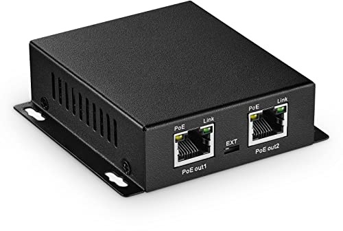 MokerLink 3 Ports Gigabit PoE Passthrough Switch, IEEE 802.3af/at PoE Repeater, 100/1000Mbps, 1 PoE in 2 PoE Out, Wall Mount, PoE Extender/Injector/Network Extender Three in One