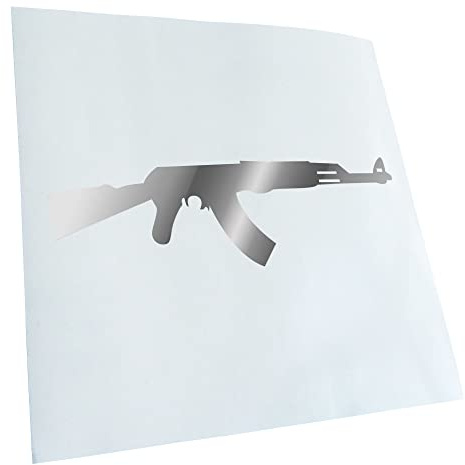 Kiwistar - Autoaufkleber - Chrom - 24x7cm AK 47 Kalaschnikow - Heckscheibe Auto Aufkleber wetterfest für Kfz LKW Mofa Truck - Sticker außen selbstklebend Tuning Zubehör für Fenster Fahrzeug Scheibe