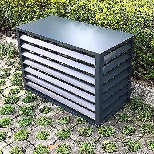 Klimaanlage Zaun Bildschirm, Abdeckung Der Außeneinheit Einer Klimaanlage Aluminium Schutzgitter Für Klimaanlagen Und Wärmepumpen Rack Klimaanlage Shell Jalousien ( Color : Gray-4 sides , Size : 110*8