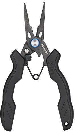 SeaKnight Angelzange, Aluminium-Legierung, Hakenentferner, Angelschnur-Schneider mit Spiralkabel und Gürtelhalterung, Angelzubehör (Schwarz)