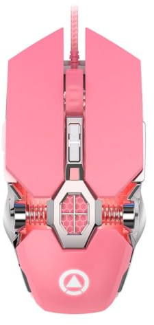 Hemobllo Pink Computer Gaming Mouse with 4 Dpi Switching and 7 Keys | Aluminium Alloy Build, Colorful Breathing Light, Fast Operation and Comfortable Touch Feeling