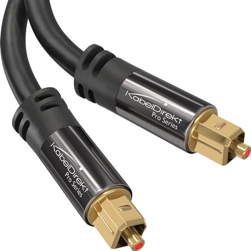KabelDirekt – Cavo audio ottico TOSLINK – 15m – Cavo in fibra ottica per soundbar (TOSLINK a TOSLINK, cavo digitale S/PDIF, impianto stereo/amplificatore, home theater, Xbox One/PS4)