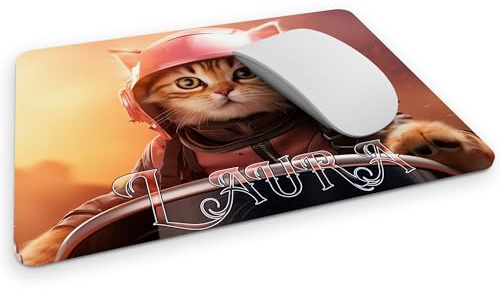 timalo® Gaming Mousepad personalisiert mit Namen | Mauspad mit Namen Geschenk für Gamer | Wunschname gaming Zone | Katze