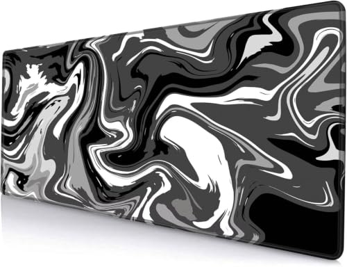 TengYuer Large Mouse Mat Black White Gray Gaming Mouse Pads 39.4x19.7x0.1inch Extended Mousepad Desk Protector Mat with Non-Slip Rubber Base Waterproof and Durable for Gaming Office Home