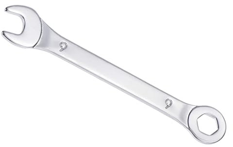 CoCud Llave Combinada, 9mm Métrica Caja Extremo Abierto Diseño de 6 Puntos con Desplazamiento de 15 Grados, Doble Extremo Caja y Extremo Abierto