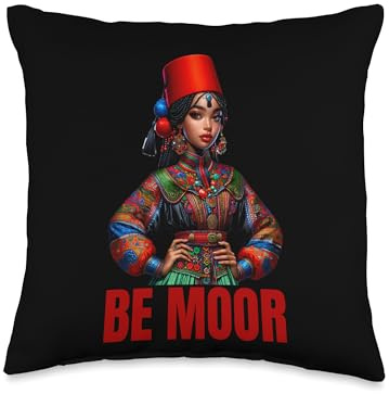 Moor Moorish American Moroccan Red Hat Moslem Moorish Girl Throw Pillow
