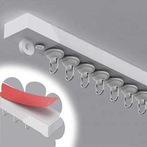NILZA Gardinenschiene Deckenbefestigung Deckenvorhangschiene Selbstklebend, Deckenschiene Leises Vorhangschiene Gardinen Schienensystem, Kunststoffe (Size : 340cm)