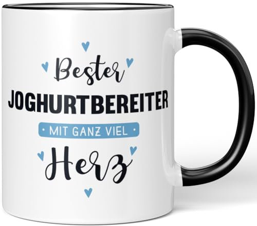JUNIWORDS Tasse, Bester Joghurtbereiter, mit ganz viel Herz, Schwarz (6048779)