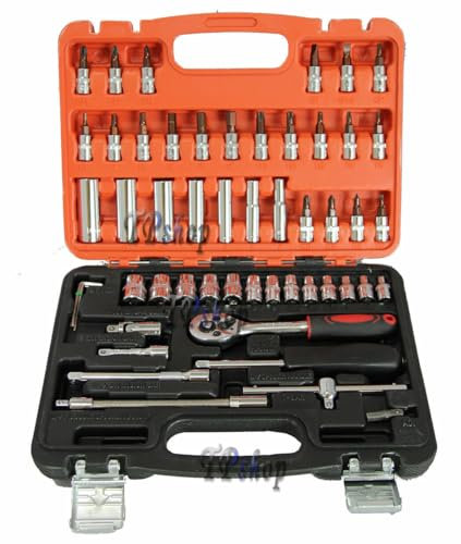 topolenashop SET CHIAVI A BUSSOLA CON CRICCHETTO 53 PEZZI CHROME VANADIUM IN VALIGETTA