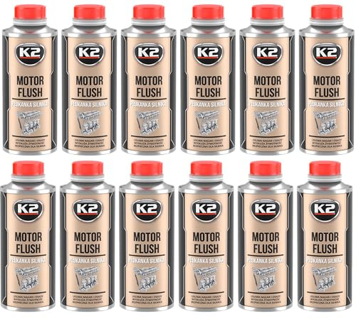 K2 Limpiador de Motor Interior Aditivo de Aceite para Motores Gasolina y Diésel - Pack de 12 Motor Flush - Ayuda a Mantener Limpio el Sistema de Lubricación y Las Cavidades Internas - 250 ml