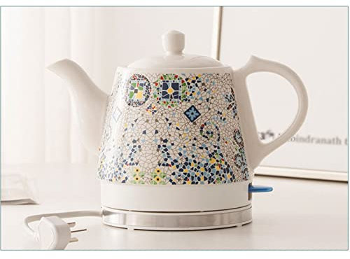 Bollitore in ceramica - 1,2 l |Bollitore senza fili dal design retrò |Bollitore elettrico per il tè a ebollizione rapida con proprietà anticalcare |Spegnimento automatico Bollitura a secco Proteggi