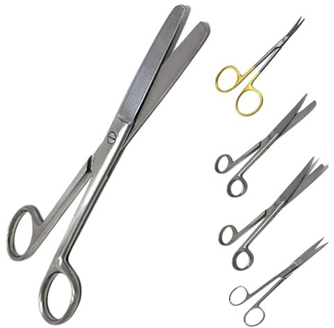Rewon Gear Stumpfe Pflegeschere, Chirurgische schere Erste-Hilfe-Allzweck-Instrument, gerade stumpf Edelstahl Verbandschere für den Heimgebrauch