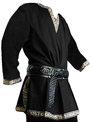 Runcati Herren Mittelalter Kostüm Renaissance Pirat Halloween Wikinger Tunika Ritter Cosplay Krieger LARP Hemden