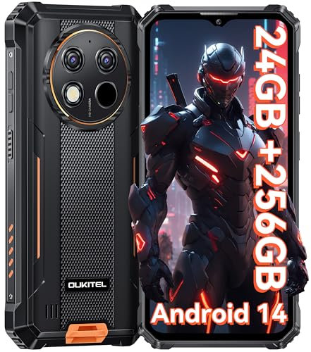 OUKITEL G1 Rugged Smartphone - Android14, 24GB RAM+256GB ROM+1TB,10600mAh Battery,48MP Camera,6.52 Rugge phone,IP68/69K Waterproof 4G Dual Sim-free&Unlocked Mobile Phones,NFC,OTG,GPS,2025 (Orange)