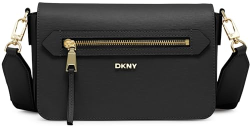 DKNY,WOMEN'S,BRYANT AVE MD FLAP CROSSBODY, BLK/GOLD,1SZ