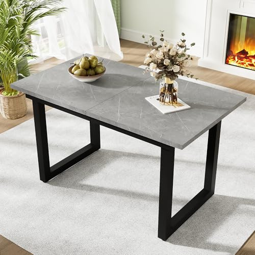 DRIXNO Esstisch Küchentisch Ausziehbar 140/180x80cm, Industriestil Esszimmertisch Tisch Küche Dining Table Kitchen, Kaffee-Freizeittisch, moderner einfacher Esstisch aus Eisen, Beton-Optik+Schwarz