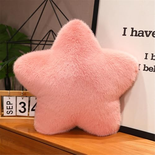 Ueiwffzo Kissen Plüschkissen Kissen Kinderzimmer Stern Mond Herz Dekokissen Stern Wurfkissen Schlafkissen Gefülltes Kissen für Heimdekoration (Rosa Sterne,20cm)