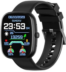 Atlanta Fitnesstracker mit Herzfrequenz Puls Blutdruck Telefon Freisprechen Schlaf Schritte Farbdisplay Smartwatch Armband Uhr - 9728/7 (Schwarz)
