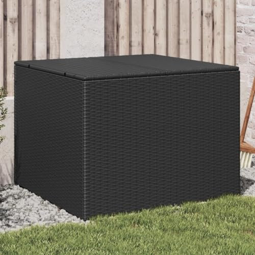 Sufrk Gartentruhe Aufbewahrungsbox Garten Gartentruhe Outdoor Balkon Box Gartenbox Schwarz 291L Poly Rattan