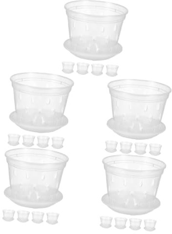 BESPORTBLE 25 Juegos De Macetas Resistentes De PP para Orquídeas con Agujeros Y Platillos para Plantar Orquídeas