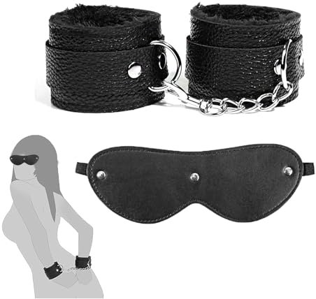 Quintrost Handfessel Augenbinden Sex Spielzeug für Paare, SM Bondage Set Fußfesseln Fesseln Bett, Erotik Spielzeug BDSM Fesselset Sexspielzeug Sex Bondage, Schwarz