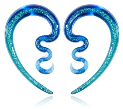 Longbeauty 1 Paar Ohr Glas Spiral Taper Ohr Expander Dehnspirale Dehnungsschnecke Twist Dehnsichel Ohr Piercing Schmuck, Stil B, 6MM