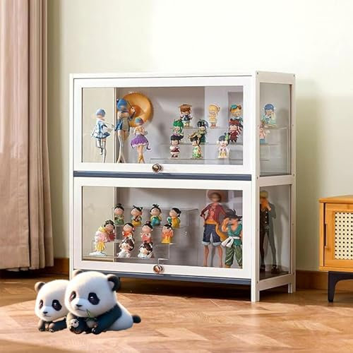 Moubhjd glasvitrine vitrine vitrinenschrank sammlervitrine hergestellt aus natürlicher Bambusrahmen Flip-Schranktür-Design, versiegelt und staubdicht, mehrere Größen