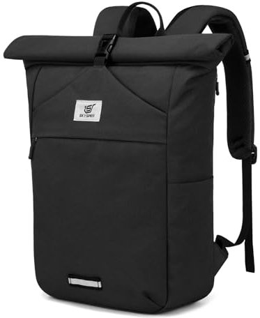SKYSPER Rolltop Rucksack Herren Groß Schulrucksack Teenager mit Laptopfach Damen Rolltop Reiserucksack Unisex Tagesrucksack für Uni Arbeit Fahrrad