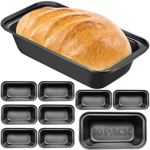 LDHHYH 10 Pack 1lb Loaf Tin, 15.5cm x 8.5cm x 4.5cm Carbon Steel Bread, Pan Bread Tins for Baking Non-Stick Baking Tins, Dishwasher & Fridge & Freezer Safe