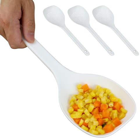 EIKS 3 Pack Plastic Strainer Scoop Slotted Ladle, 12.4 Long
