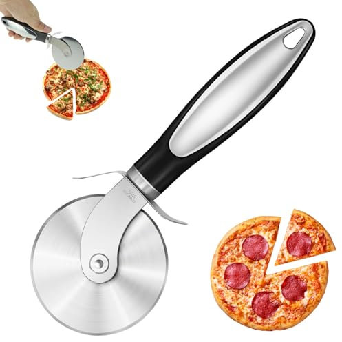 Pizzaschneider,Pizzaroller,Edelstahl Pizza Schneider,Pizza Cutter,Leicht Zu Schneiden Und Zu Reinigen,Superscharfer Pizzaschneider,Spülmaschinenfest,Für Große Und Kleine Pizza(Schwarz)