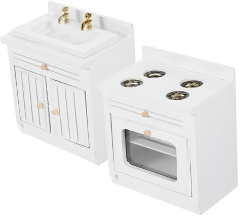 IMIKEYA 1Satz Miniaturwaschbecken Und Herd Modell Für Puppenhaus Kompakte Küchenmöbel Dekoration Sicher Und Langlebig Für Kreative DIY Projekte Und Puppenhaus Zubehör
