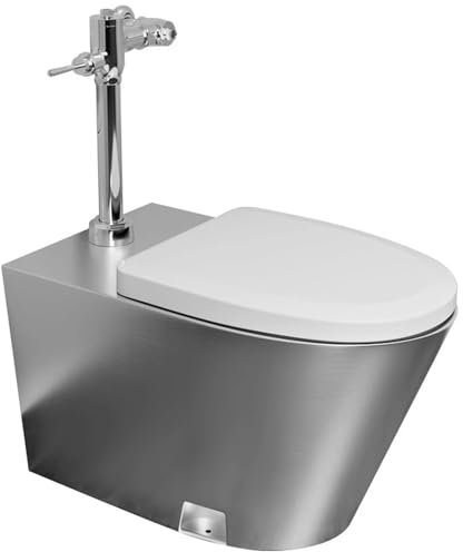 WXXSHGDW WXXZCE Inodoro con Chorro de Agua de Acero Inoxidable 304 con Válvula de Descarga, Vater Baño, Sifón Antiolor, para Hogar, Escuela, Centro Comercial, Bar