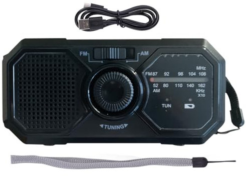Rrlihjgu Radio Solar De Emergencia Con Manivela,13x6.2cm Alarma SOS,Am FM WB Radio Supervivencia Portatil Multifunción Con Linterna LED, 1200MAh Cargador USB Para Camping, Senderismo, Supervivencia