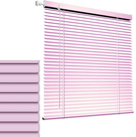 Kabellos Aluminium Jalousie 2.5cm Verdunklung Jalousetten Kein Bohren Horizontale Jalousien Für Büro Zuhause Nach Maß Breit 42cm 50cm 65cm 70cm 85cm 100cm 125cm 130cm 150cm(Pink)