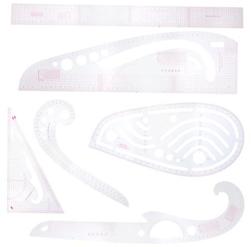 HOMSFOU 6 Stück Teiliges Nählineal Set Multifunktionales Französisches Kurvenlineal Kunststoff Maßwerkzeug für und Diy Bekleidungsdesign