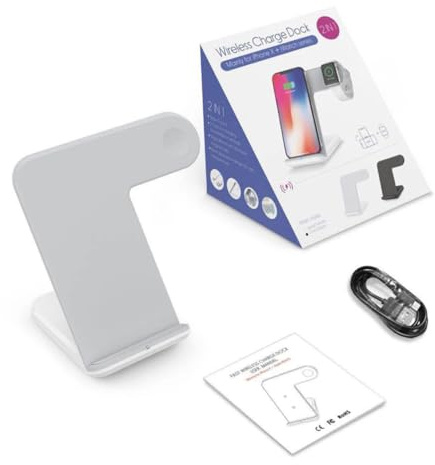 DIYEAH Dual Function Wireless Charging Station for Quick Charging Stand Dock Cooling Pad for Cellphone Watch Type-c Compatible